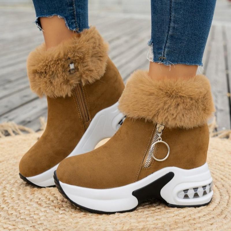 

Fashion Winter New Platform Cotton Boots Women s Fashion Round Toe Suede Side Zipper Non-Slip Booties 36 коричневый