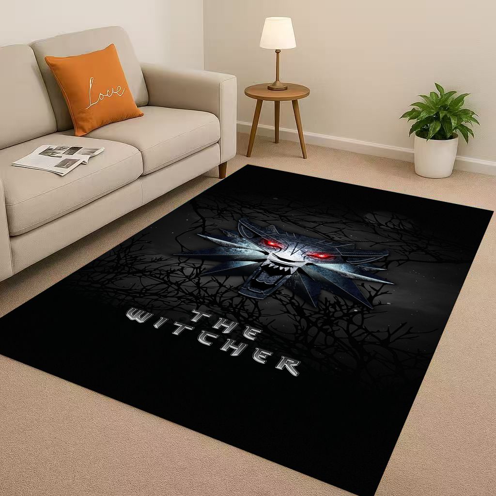3D The W-Witcher Game Geralt Gamer Cartoon Living Room Non-Slip Area Rug Carpet for Bedroom Playroom Sofa,Home Doormat Kid Gift