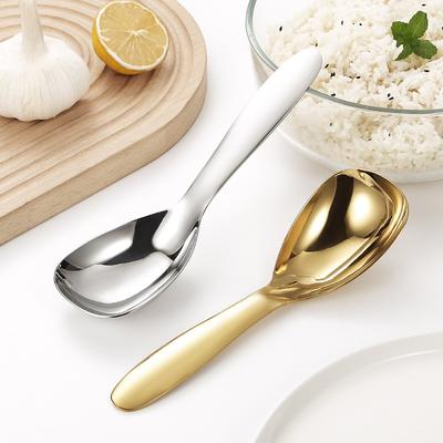 Gold Stainless Steel Thickened and Deepened Communal Distribution Household Rice Porridge Spoon Large Soup Spoon Cooking Spoon