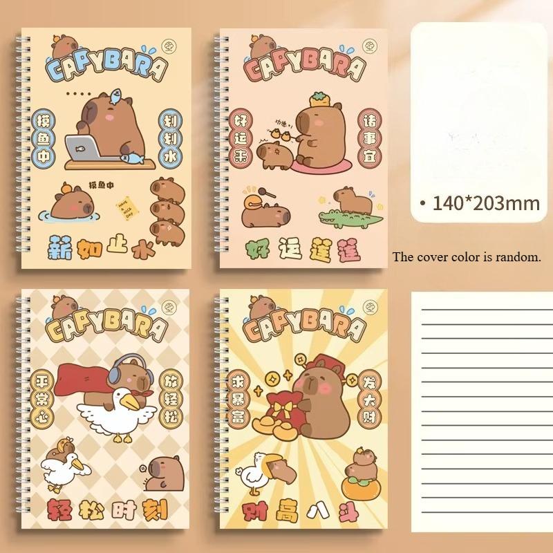 1pc A5 Cartoon Line Coil Notebook Hard Cover Kawaii Korean Stationery School Supplies for Students Back To School