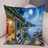 Vintage Colorful Style Coconut Tree Pillow Cover Country House Landscape Pillow Sofa Car Office Cushion Cover Home Decor