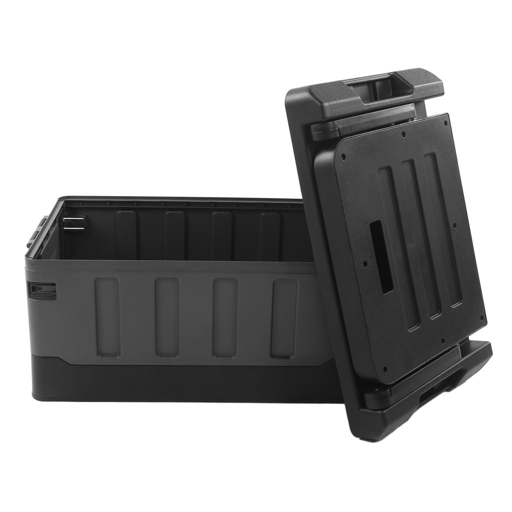 Collapsible Car Storage Box Setting Chair 2 In 1 Foldable Trunk Container Matt Black for Home Travel Fishing Camping