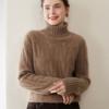 Three-Strand Thickened Women's Cashmere High Neck Cable Knit Sweater