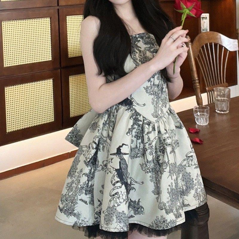 High-End Women's Summer 2024 A-Line Bow Backless Camisole Dress with Waist-Cinching Slim Fit, Petite Size