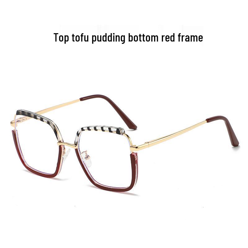 Trendy European & American Style Color-Block Large Frame Women's Glasses - Photochromic Anti-Blue Light.