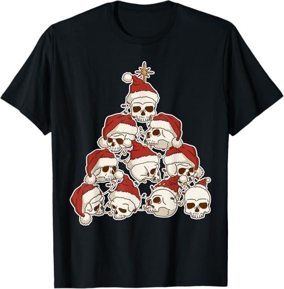 MOST POPULAR! Santa Skull Christmas Tree Funny Skeleton Gothic T-Shirt S-3XL S разноцветный