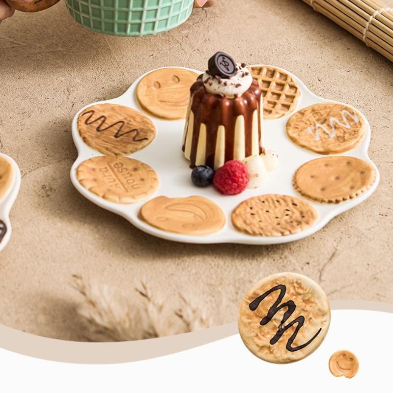 Creative Retro Biscuits Ceramic Coffee Mug High-end Exquisite Cereal Breakfast Cup Afternoon Tea Snack Dessert Plate