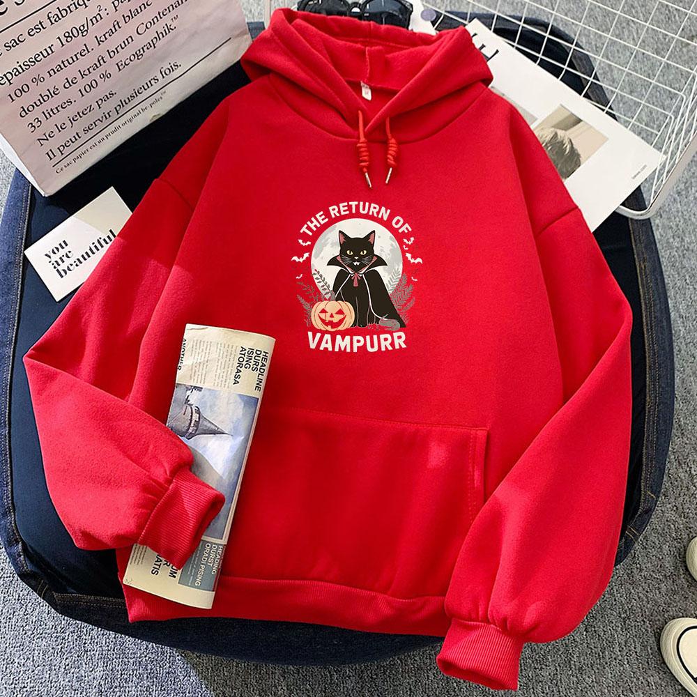 The Return of Vampurr Black Cat Posters Graphic Hoodies for Autumn/Winter Vintage Sweatshirt Funko Pop Clothing Moletom