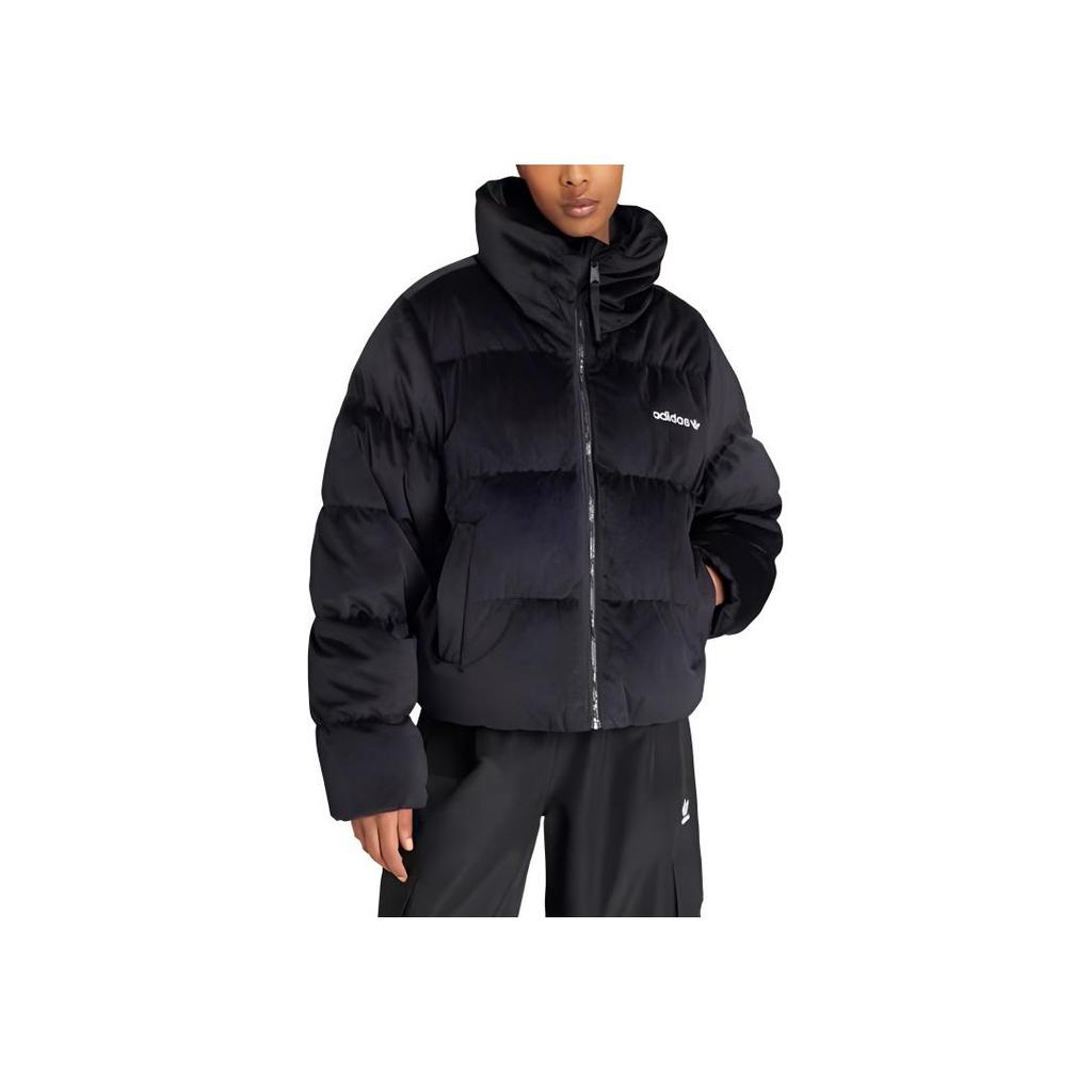 adidas Originals Giacca Piumino Velvet Comoda Zip-Up Collo Alto Maniche Lunghe Giacca Donna Nera IW8439