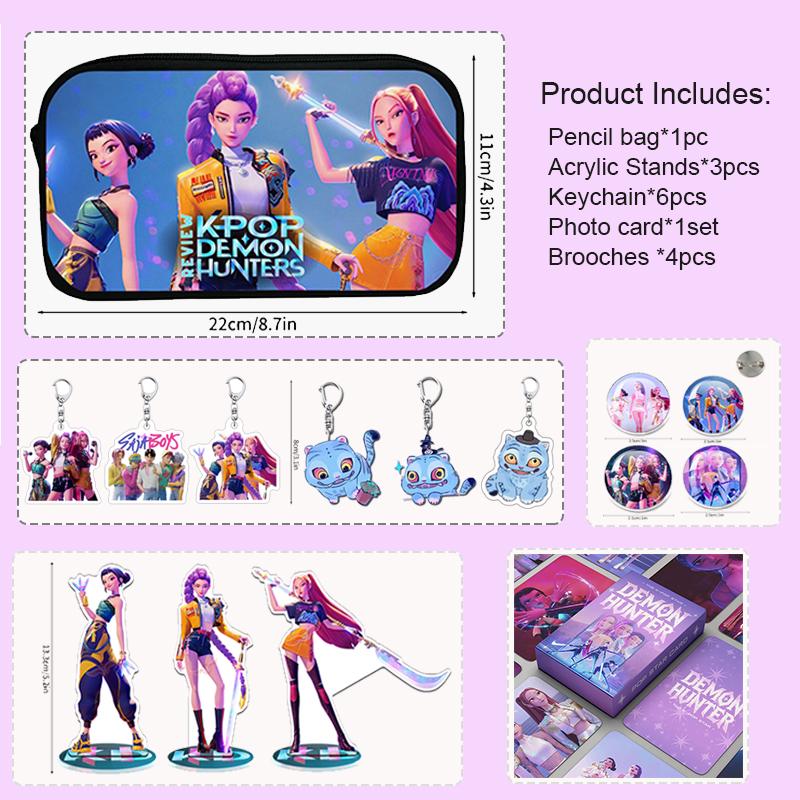 

K-pop Карточки Охотники на демонов Наклейки Аниме Карточки Альбома Huntrix K-pop Брелоки Украшение на день рождения Подарок для фанатов Сувенир
