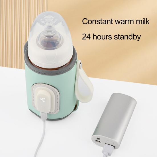 Baby Bottle Warmer Rechargeable Portable Type-C Charging Temperature Adjustable with LED