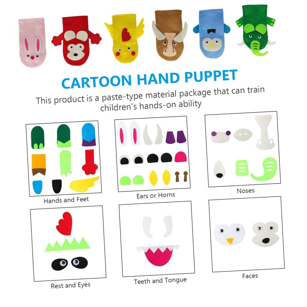 Alasum DIY Marionetka Ręczna Materiały do Rękodzieła z Filcu do Edukacyjnych i Interaktywnych x Calów Zestaw 6 Sztuk, Dzieci, Rękodzieło do Odgrywania Ról, 9,65 5,51