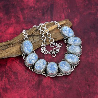 Etiopisk Opal Halsband Ädelstenshalsband, 925 Sterling Silver Justerbar Kedja Halsband, Handgjorda Antika Smycken, Gåva Till Mor