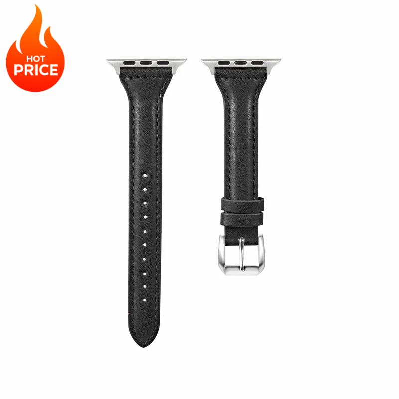 Slim Leather Strap For Apple Watch Band 44mm 40mm 41mm 45mm 44mm Bracelet For Iwatch Series 10-11 46mm 42mm Band Ultra 2-3 49mm
