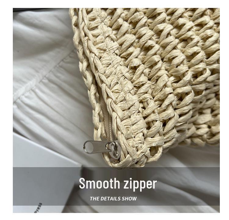 2023 Women's High-Capacity Textured Straw Tote: Versatile Single-Shoulder Woven Bag for Spring & Summer