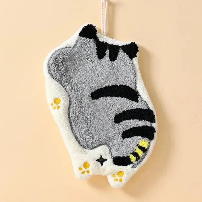 Cute Cartoon Towel Can Be Hung Kitchen Absorbent Hand-drying Rag Three-layer Thickened Coral Velvet Handkerchief