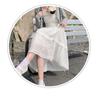 Women's Princess-Style White Lace Midi Skirt - A-line, Tiered, Flared, Spring/Summer Design