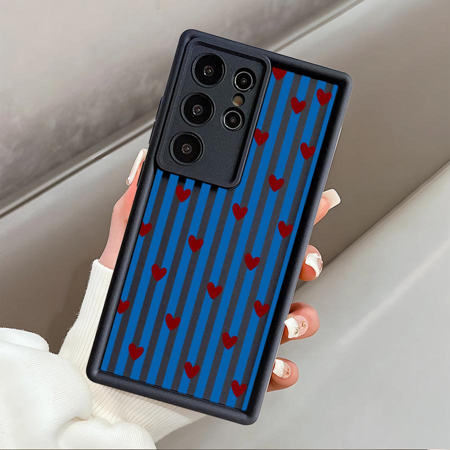 Stripe Love Heart Phone Cover Case for Samsung Galaxy S26 Ultra S20FE S25 S25 Edge S23 FE S24Ultra S22 S24 Plus S21