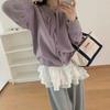 Women's Lace-Up Solid Knit Cardigan - 2026 Spring/Autumn Casual Loose Sweater Coat.