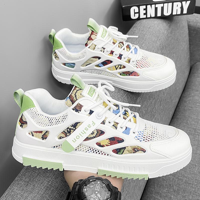 Men'S Shoes Breathable Mesh Shoes Casual Board Shoes Student Soft-Soled Sports Heightening White Shoes