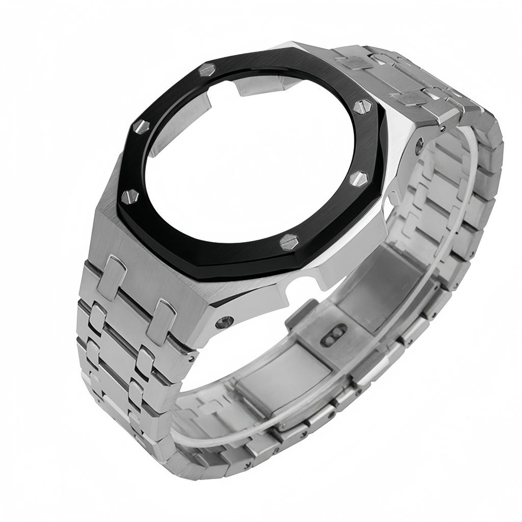 GMA-S2100 Mod-Kit für Casio G-SHOCK GMA S2100 Damen Edelstahl Metallgehäuse Gummi-Uhrenarmband Modifizierte Uhrenarmband-Zubehörteile