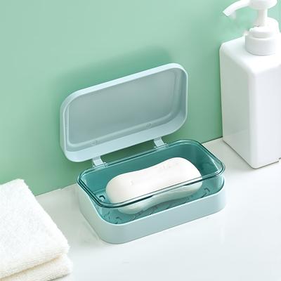 [Water-Resistant Soap Dish with Lid] Portable Soap Dish with Lid - Water-Resistant, Drainage Design for Bathroom & Travel Storage