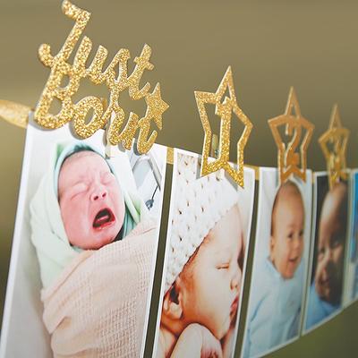 Monthly Paper One Year Old Baby Birthday Banner String Flag Photo Frame Photos Album Party Decor