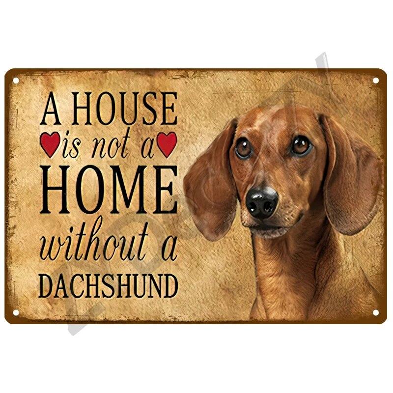 Dachshund Tin Sign Retro Metal Sign Plaque Metal Vintage Aesthetic Home Living Room Wall Decor Posters Decoration Mural Plates