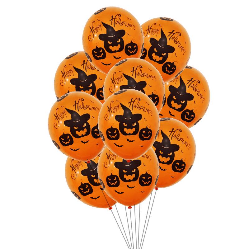 Halloween Ghost & Skeleton Balloon Set - 12-Inch Latex with Pumpkin & Bat Prints