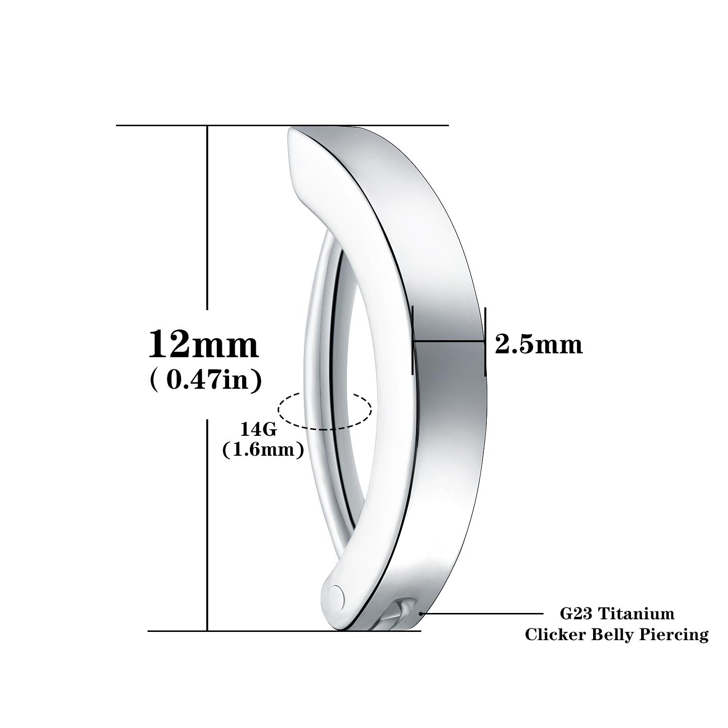 

14G G23 титановое кольцо-кликер для пупка, 10/12 мм изогнутое кольцо-штанга для пупка, украшения для пирсинга тела