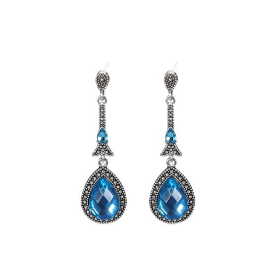 Vintage Women Rhinestone Inlaid Long Dangle Water Drop Earrings Eardrops Jewelry античный серебряного