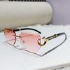 Vintage Rimless Gradient Sunglasses For Women Men Leopard Head Design Fashion Sun Glasses Polygonal Sunglasses