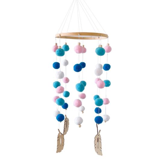 Carillon flou coloré nordique, boules de chambre, feuilles en bois, ornement suspendu pour berceau