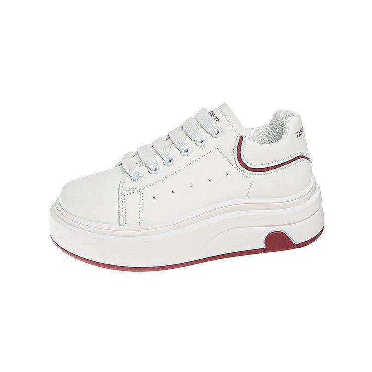 Soft Leather Love Little White Shoes Women's Shoes Spring 2025 New Thick-soled Heightening Leather Surface Color Matching Sports and Leisure Board Sho