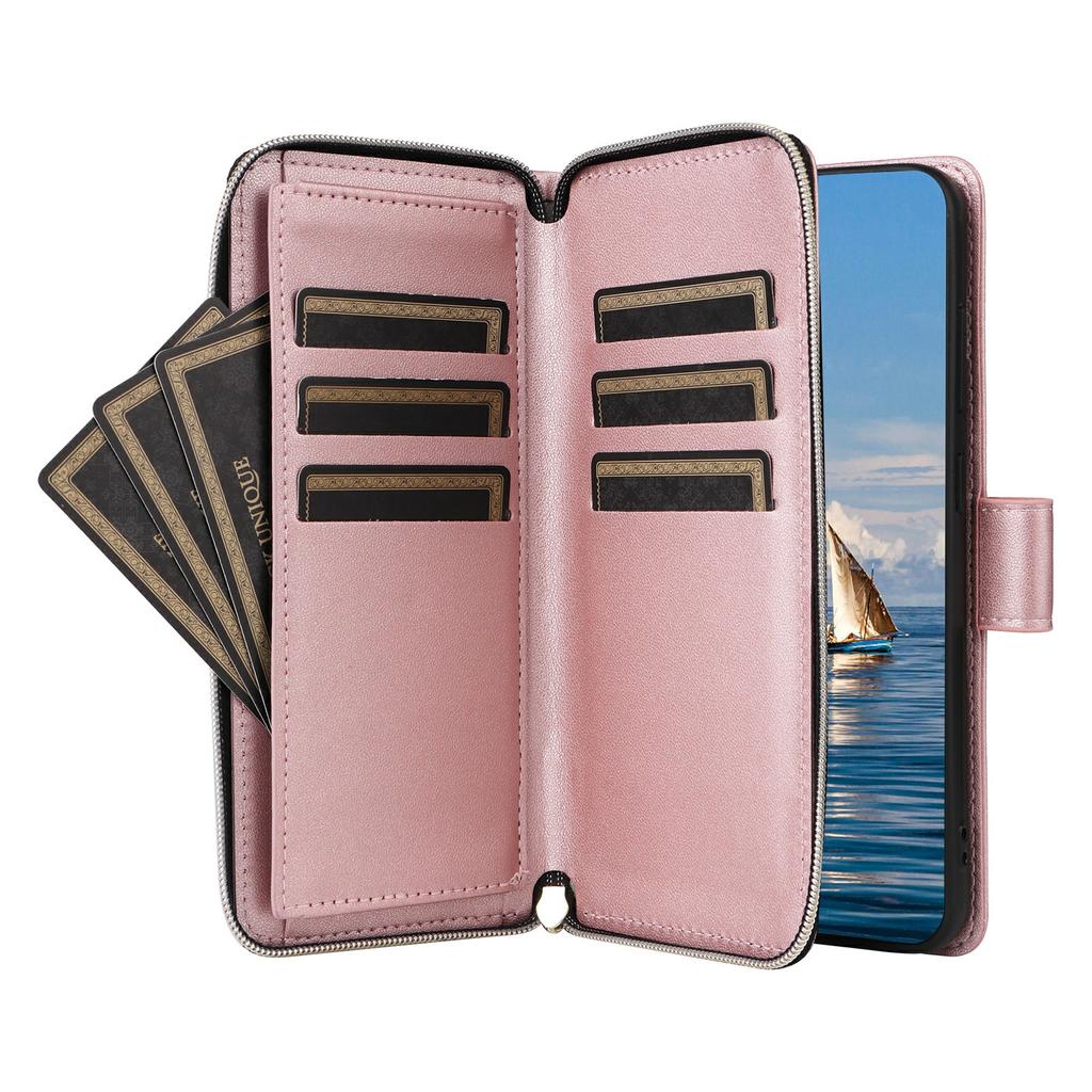 For Samsung Galaxy S25/S24 Case Zipper Wallet Rhombus PU Leather Crossbody Phone Bag