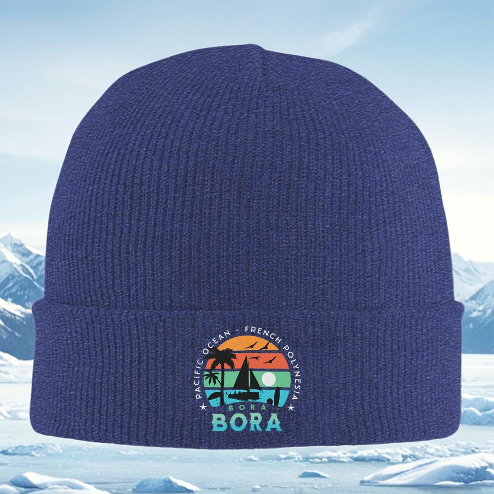 

Ocean scene sailboat palm birds sun Men Women Unisex Knitted Hat Beanie Pullover Cap Winter Thermal Warm Christmas Outdoor Cycli