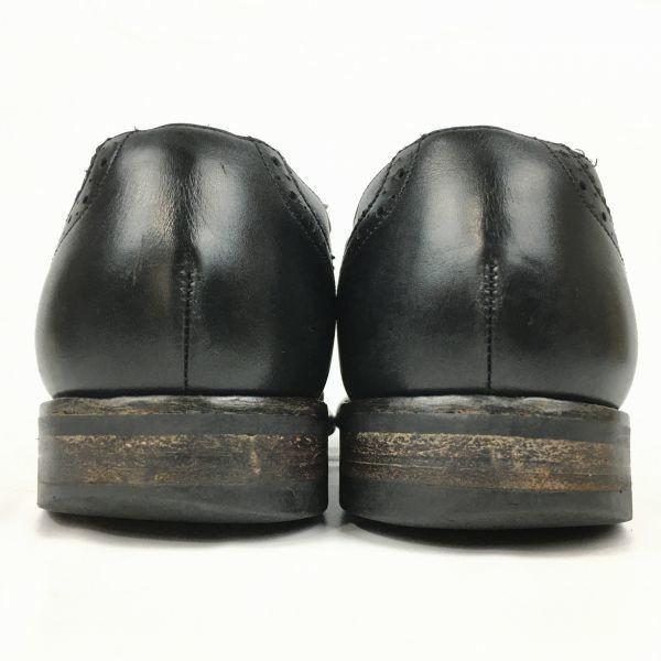 Vintage Britische BARKER Semi-Brogue Cap Toe Business Schuhe Schwarz Größe 6.5G (Ca.. 25,0 cm) Herren(GEBRAUCHT)