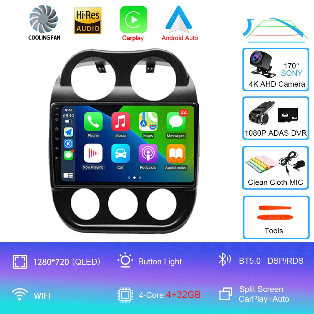 Android14 Video Player Car Radio For Jeep Compass Patriot 2010 - 2016 Autoradio Stereo 2 Din GPS Navigation Carplay DSP OBD CD