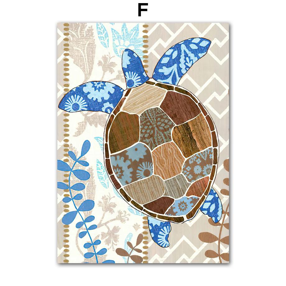 Schildkröte Wal Hippocampus Oktopus Meerestier Wandkunst Leinwand Malerei Poster und Drucke Wandbilder für Wohnzimmer Dekor