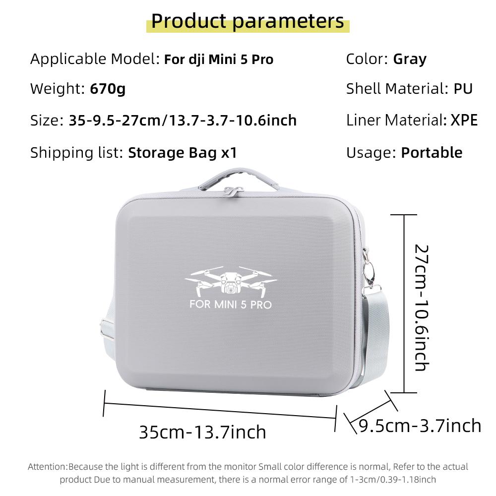 A Large Capacity Storage Bag Suitable For DJI MINI 5 PRO Set Storage Bag PU Travel Bag Compatible With RC2 RC N3 Remote Control