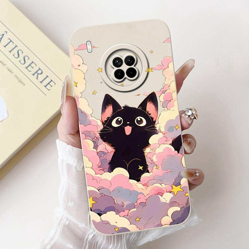 For Huawei Y9A Case Cover Luxury Fashion Flowers Kawaii Cute Cat Shockproof Phone Case For Huawei FRL-22 FRL-23 FRL-L22 FRL-L23