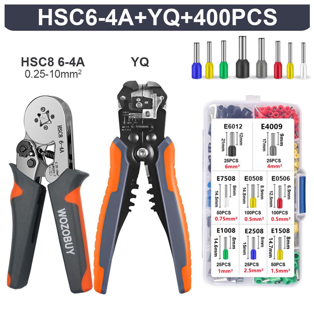 HSC8 6-4A/6-6A Crimping Pliers Kit,Stripping Cutting Plier with Tube Terminal Suit WOZOBUY Brand Electric Tools Set