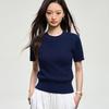% Cotton knitted sweater women's summer new temperament high-end sense thin twist thin short-sleeved crew neck top thin