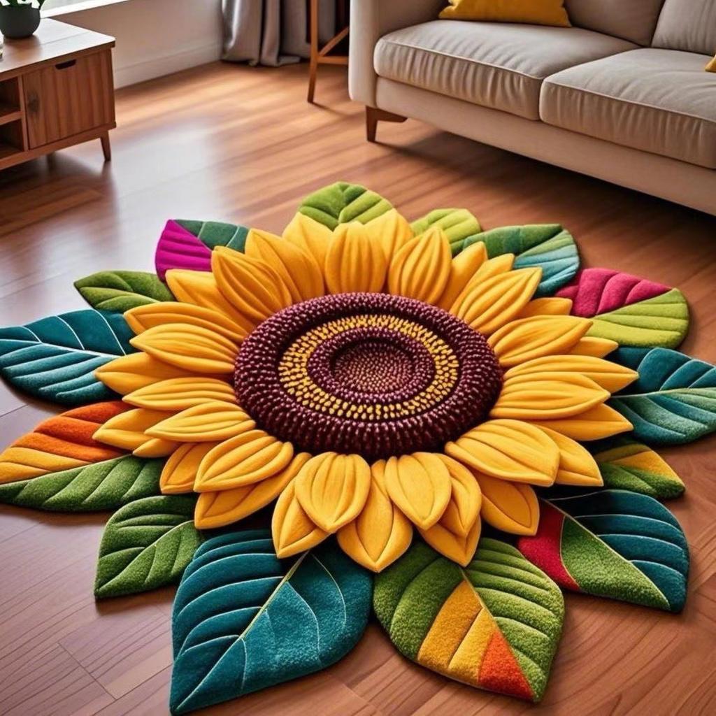 3D Flower Crystal Velvet Floor Mat, Living Room Coffee Table Foot Mat, Cloakroom Premium Sense Floor Mat, Non-Slip And Cool Mat