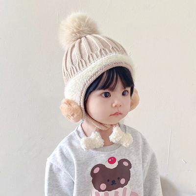 Warm Knitted Hat Autumn Winter EarFlaps Hat Fashion Pullover Hat  for Children