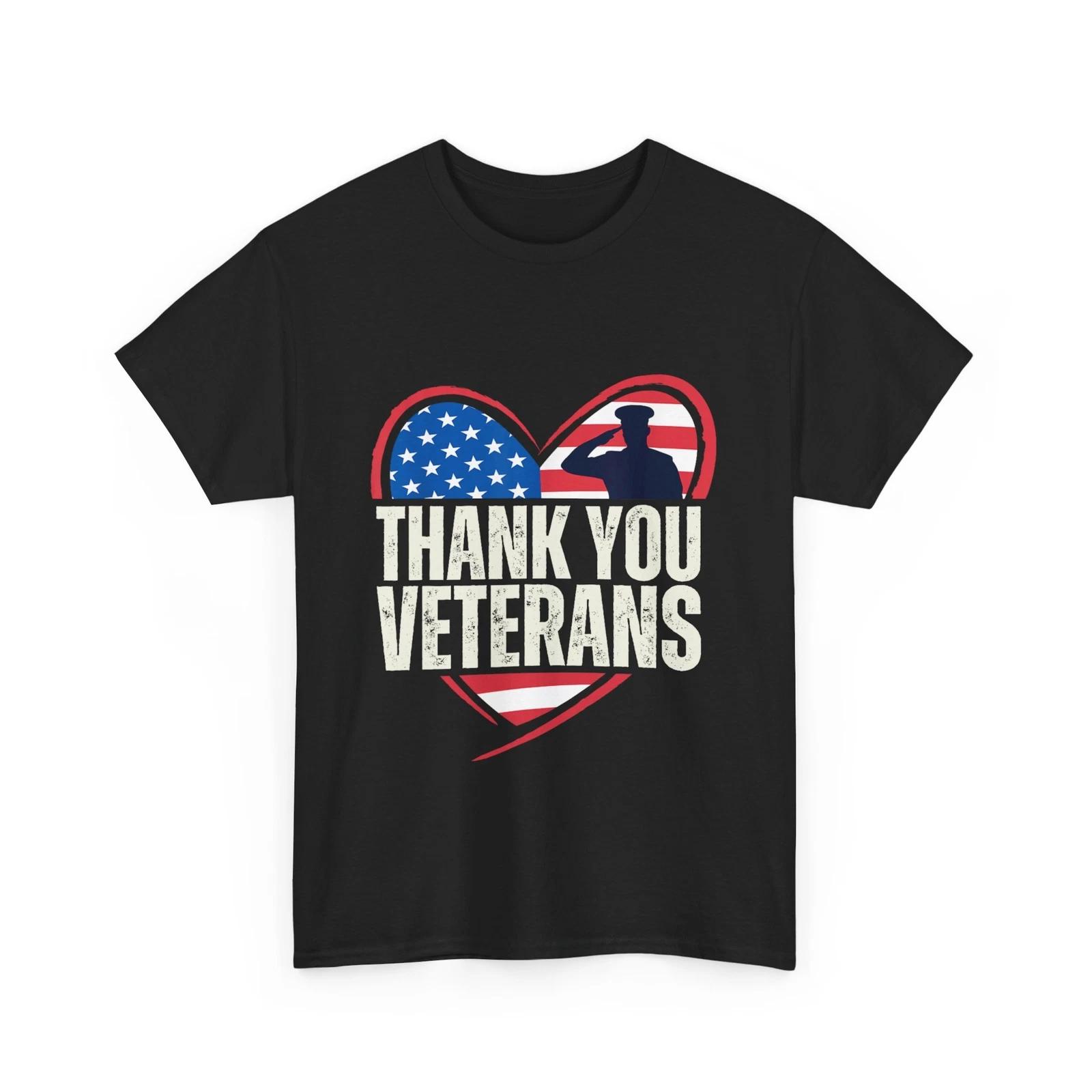 Veteran s Day Shirt, Thank You Veterans American Flag Heart Men Dad T-shirt 4XL