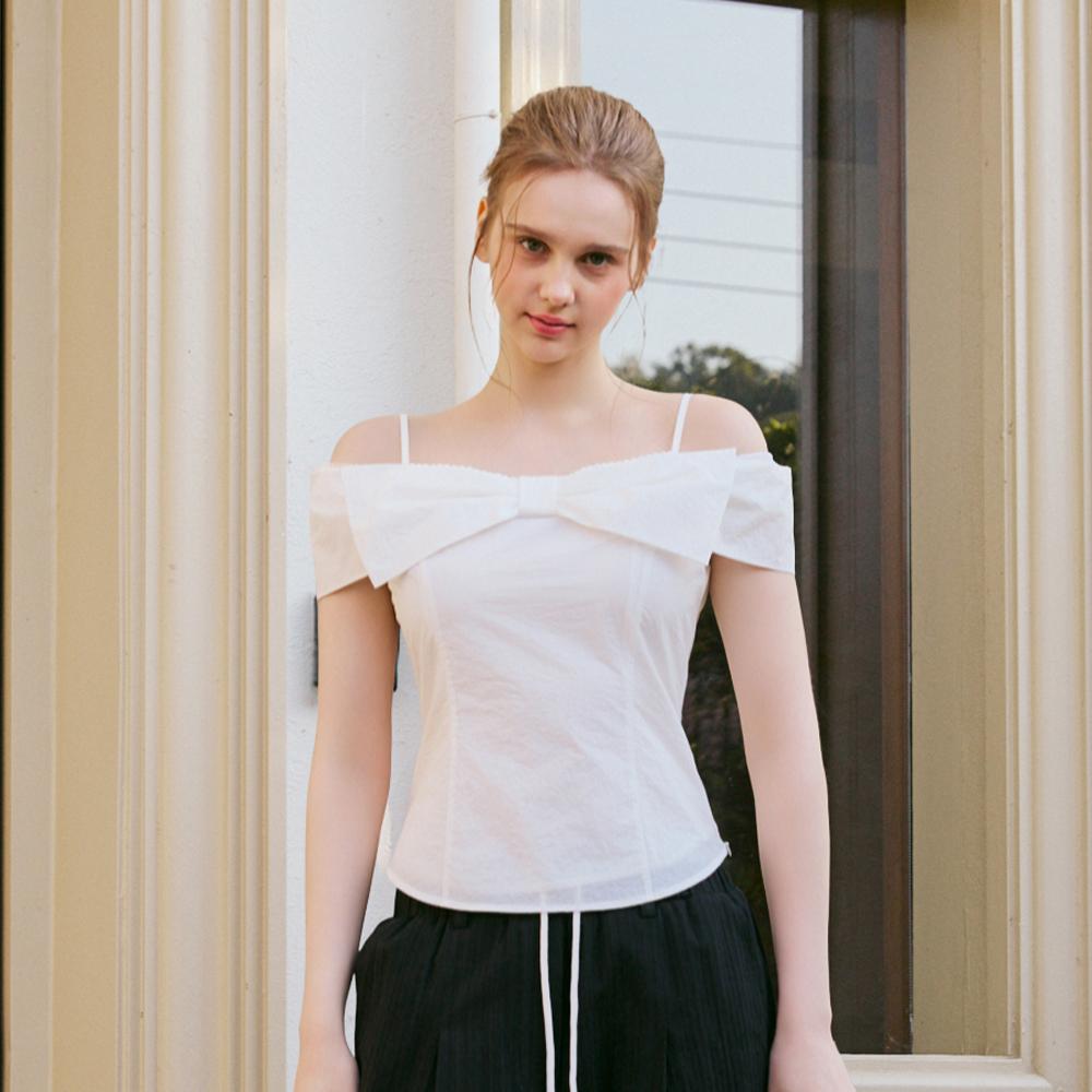 Egoiseuteu [Blue Label] Ribbon Off-Shoulder Blouse Es2Obl08