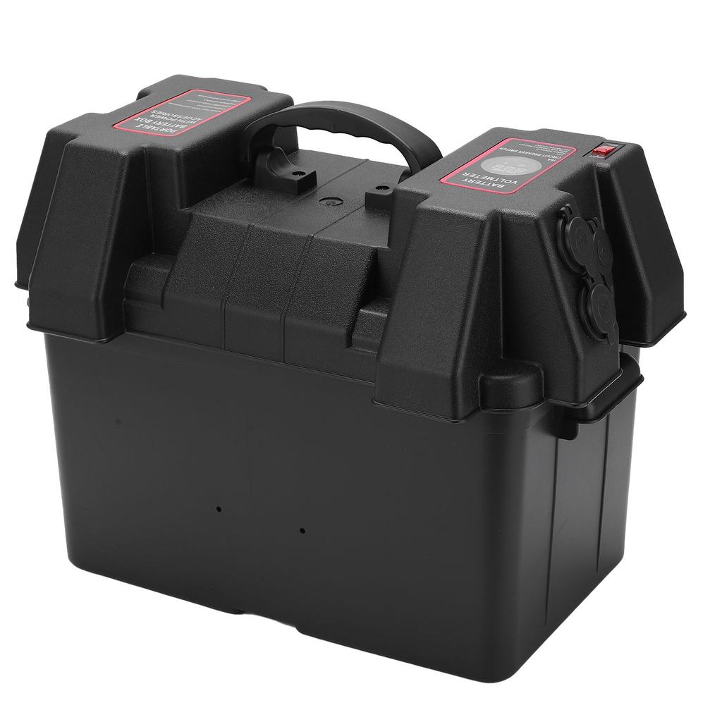 Motor Backup Battery Box Power Center Portable Marine Accessary with Voltmeter for Car RV Yacht Ship 12V