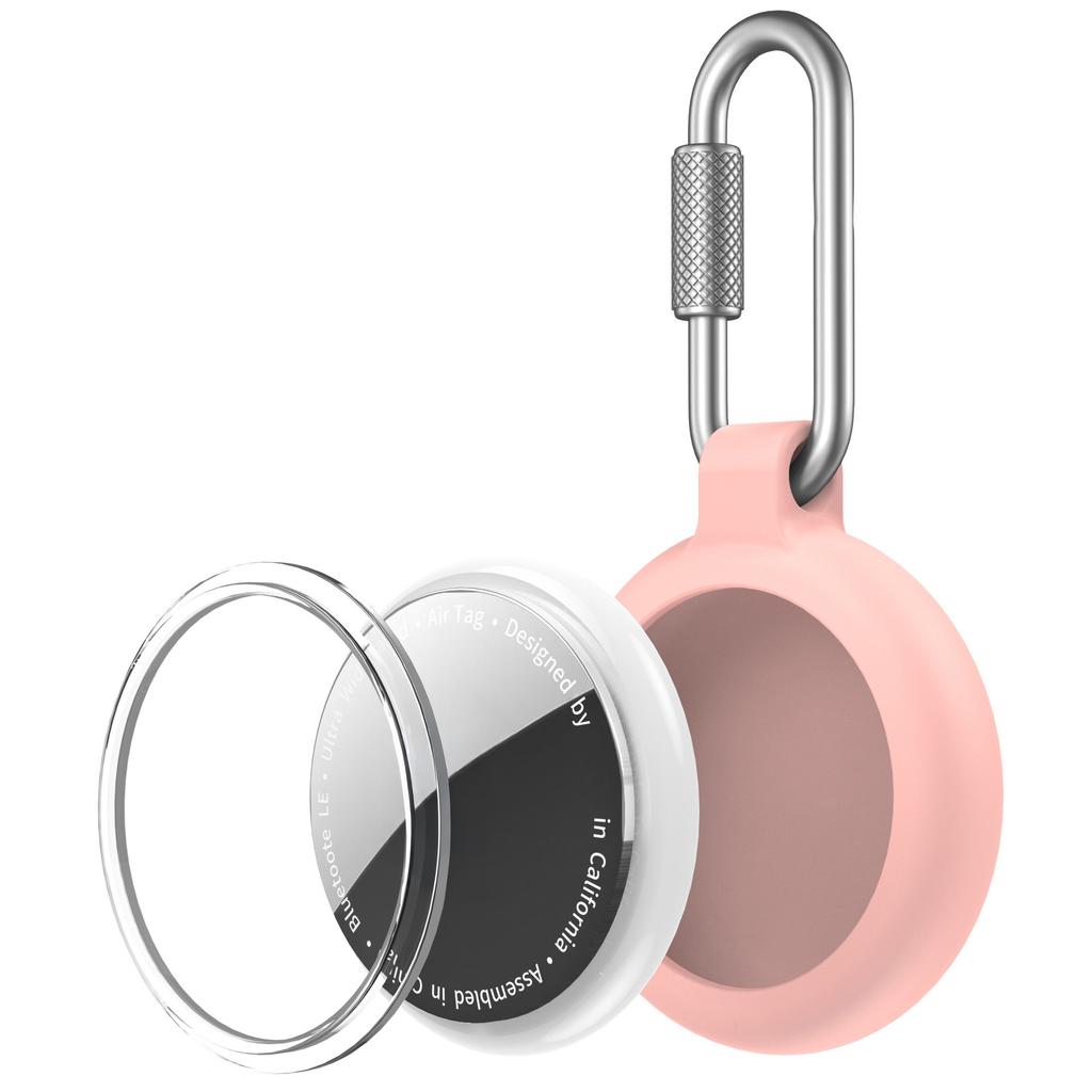 CT32 For Apple AirTag Waterproof TPU Case Carbon Fiber Texture Protective Cover with Stainless Steel Buckle