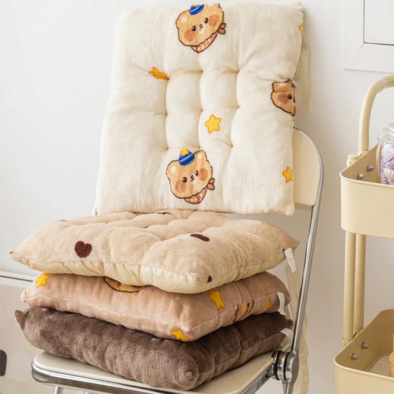 1PC Plush Thickened Chair Pad 40x40cm Square Non-slip Seat Cushion for Home&Office Butt Pad Back Cushion